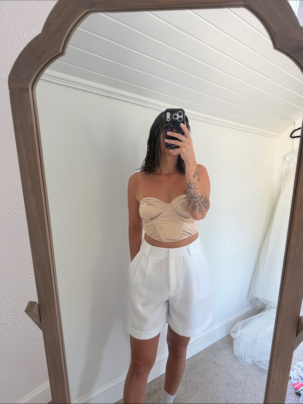 Forever 21 Champagne Satin Bustier Top